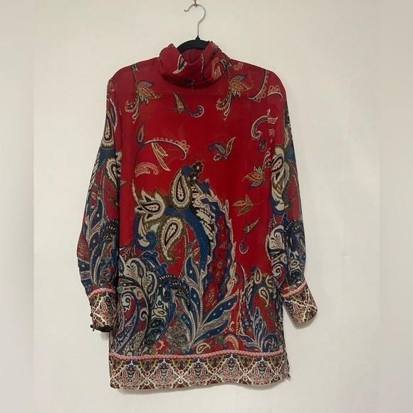 Soft Surroundings LIKE NEW mock neck semi sheer paisley printed tunic size M - Picture 1 of 5